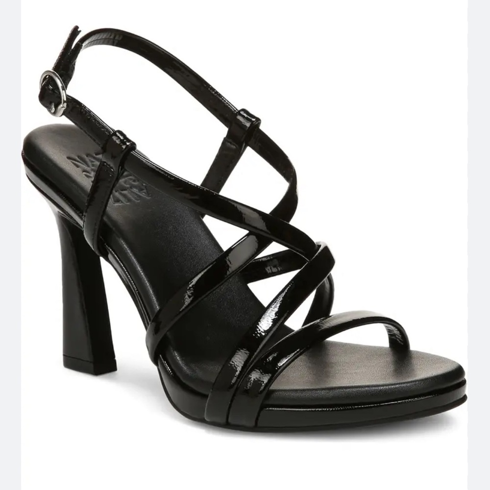 Naturaliser “Luisa” Black Patent Leather Strappy Block Heels